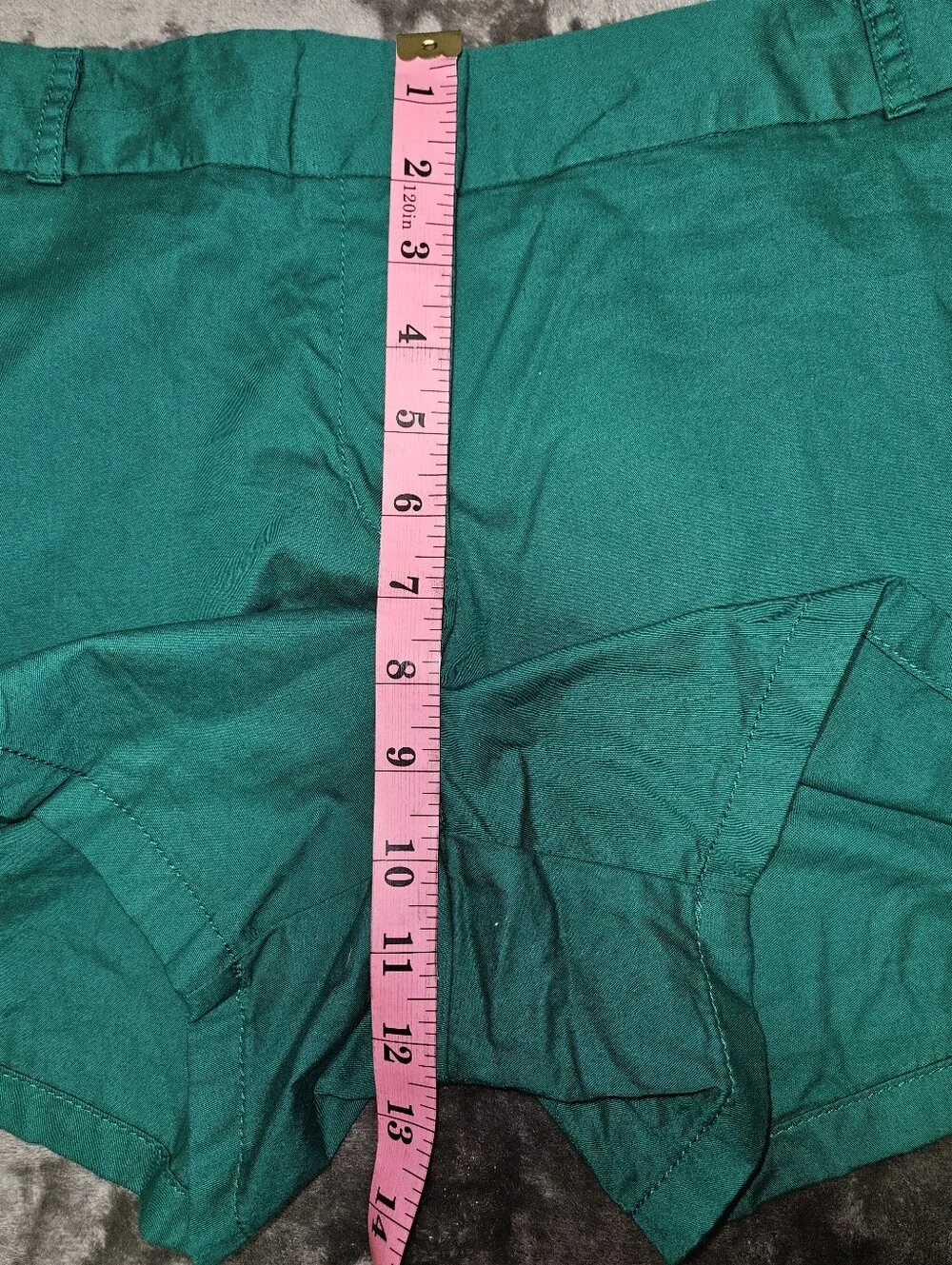 J. Crew Green High-Waist Chino Shorts 100% Cotton Broken In 12 Preppy Classy